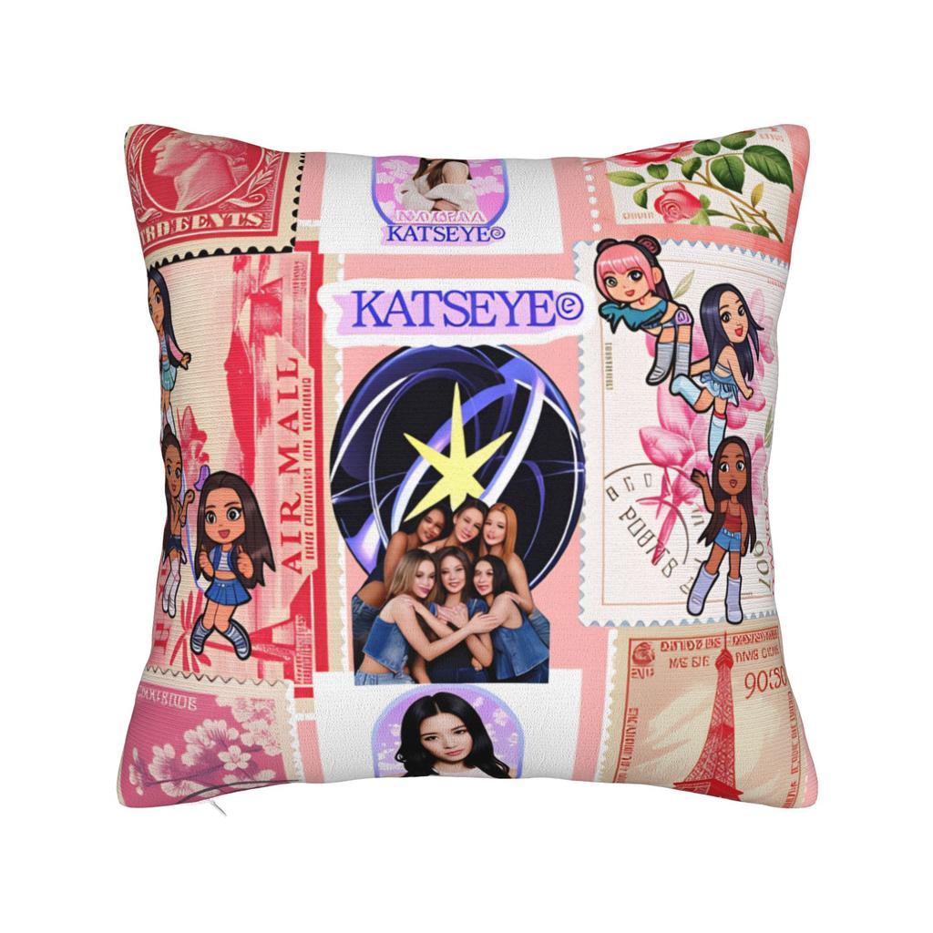 Katseye Kpop Musik Kissenbezug Benutzerdefinierter Kissenbezug Modischer Kissenbezug für Sofa Schlafzimmer Heimdekoration