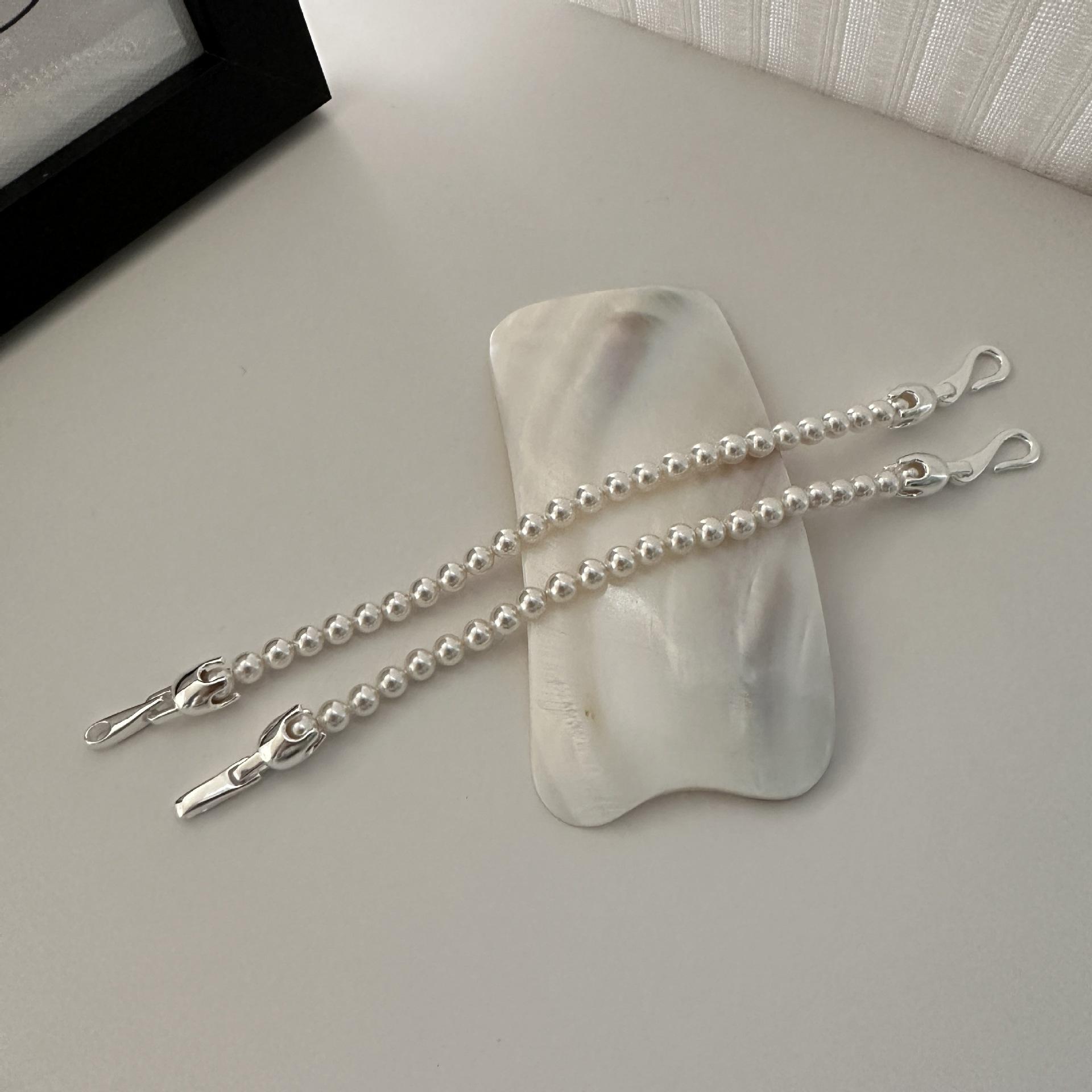 S925 Sterling Silver Niche Design Buckle Shijia Pearl Necklace Korean Style Fashionable Simple Collarbone Chain 925 silver