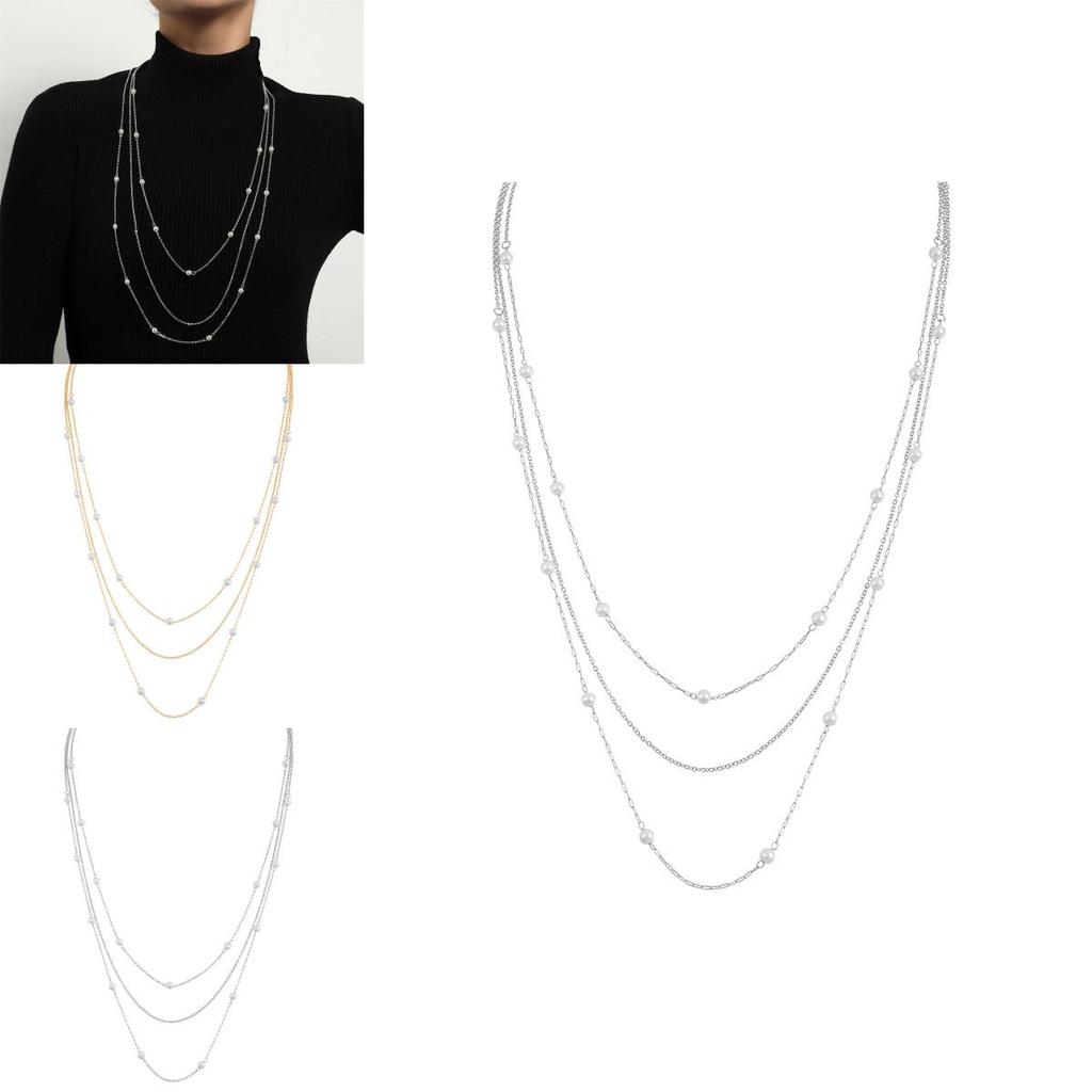 Perlenkettenhalskette mit mehrlagigem Design für Damen und Herren Modeaccessoire