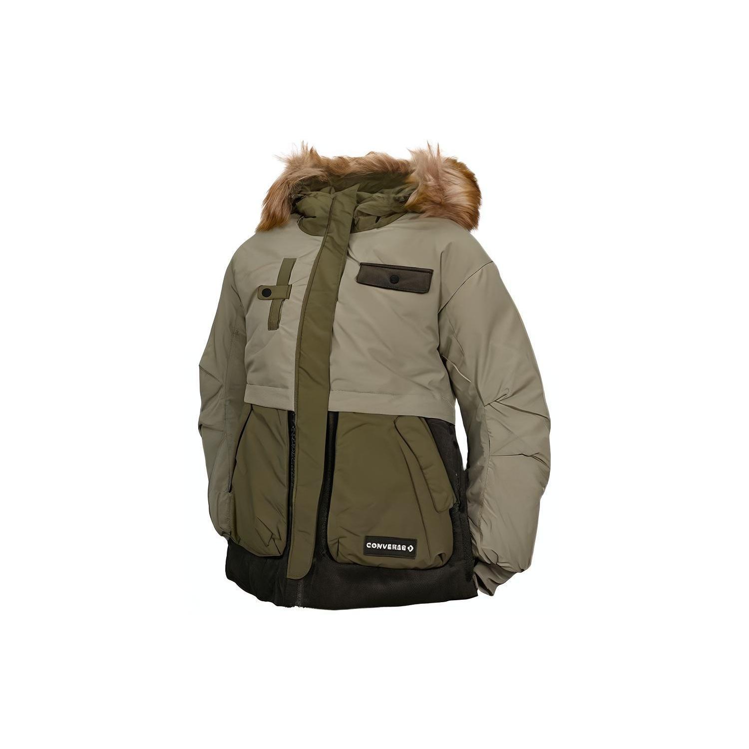 (WMNS) Converse Premium Fashion Mid Down Jacket Asia Sizing  Army Green  Women s 10023726-A02 L