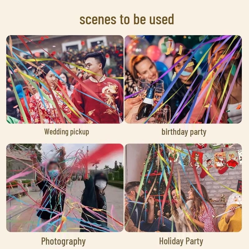 5-Piece Set: Hand-Thrown Ribbon Props - Colorful Atmosphere Strips & Spider Web Decorations for Birthdays