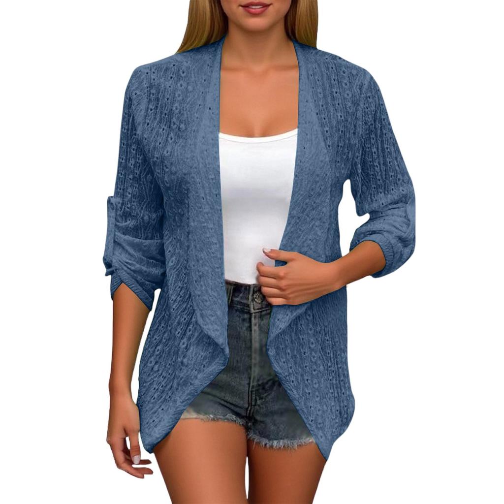 Women's Fashion Solid Color Casual Cardigan Long Sleeve Mid-Button Tops Coat