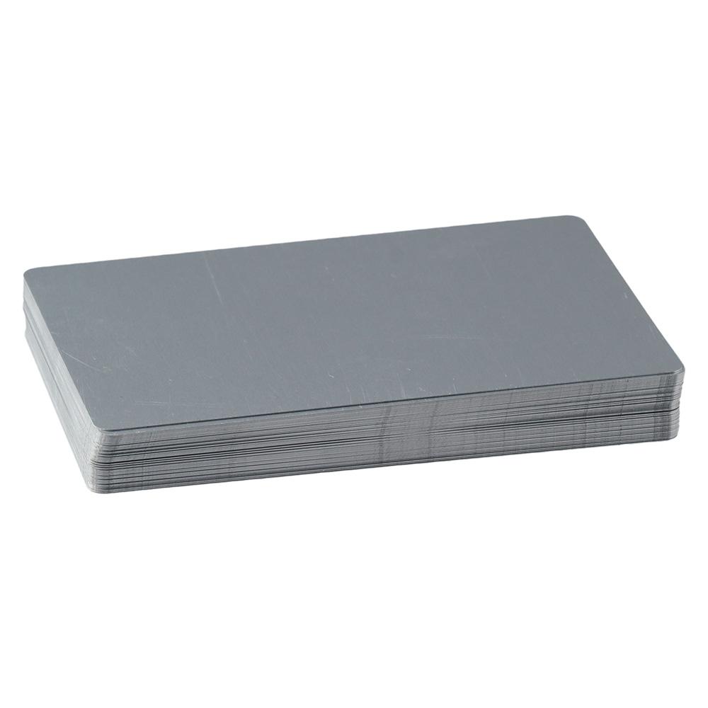 

50 Pcs 86x54 mm/2.13*3.39 Inch Metal Business Cards Sliver Aluminum Card Blanks Office 50 Pcs