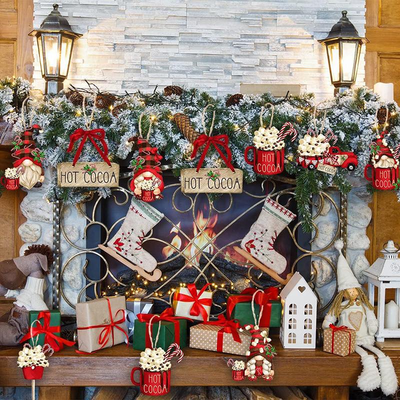 24 Stück Wichtel Anhänger Weihnachten Holzschmuck Niedlicher Zwerg Auto Hängend DIY Weihnachtsbaum Basteldekoration Neujahrsaufhänger Partydeko