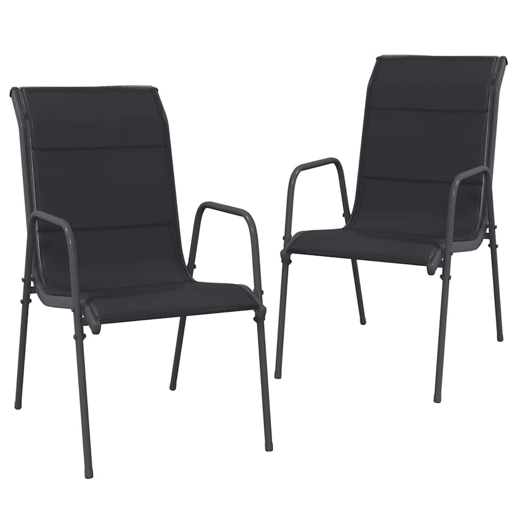 Garden Chairs 2 Pcs Steel and Textilene Black