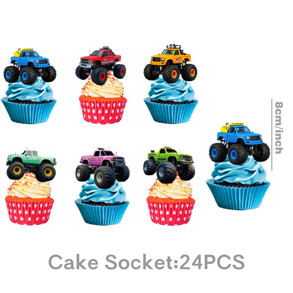 Monster Truck Theme Party Supplies Suv Party Decoration Banner Tableware Tablecloth Tissue Arrangement