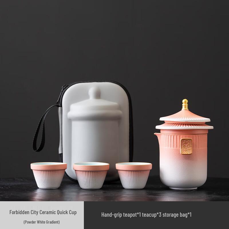 Baizien Chinese Coarse Pottery Portable Travel Tea Set