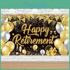 Golden Black Retirement Theme Decoration Background Cloth Party Props Event