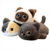 Cute Lying-Down Little Black Cat Calico Siamese Plush Toy Comfort Doll with PP Cotton Filling 31-50cm Girl's Gift