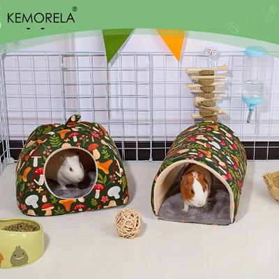 KEMOREL 2 STÜCKE Meerschweinchen Versteck Weiches Meerschweinchen Bett und Waschbarer Meerschweinchen Tunnel Meerschweinchen Zubehör für Hamster Kaninchen