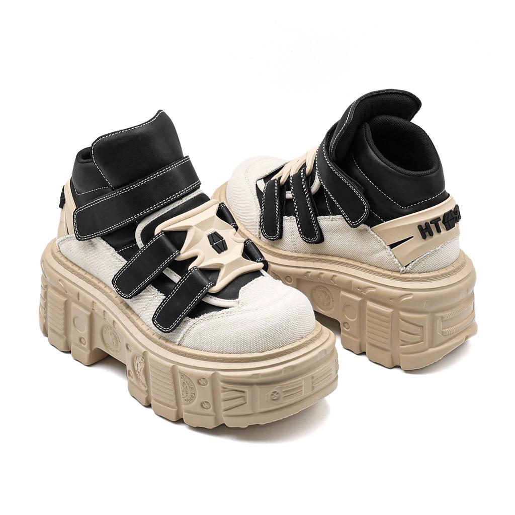 Gothic Knöchel-Rockstiefel Damen Sneaker Neuer Punk-Stil Damenschuhe Schnürstiefel Absatzhöhe Plateauschuhe Damen Metalldekor