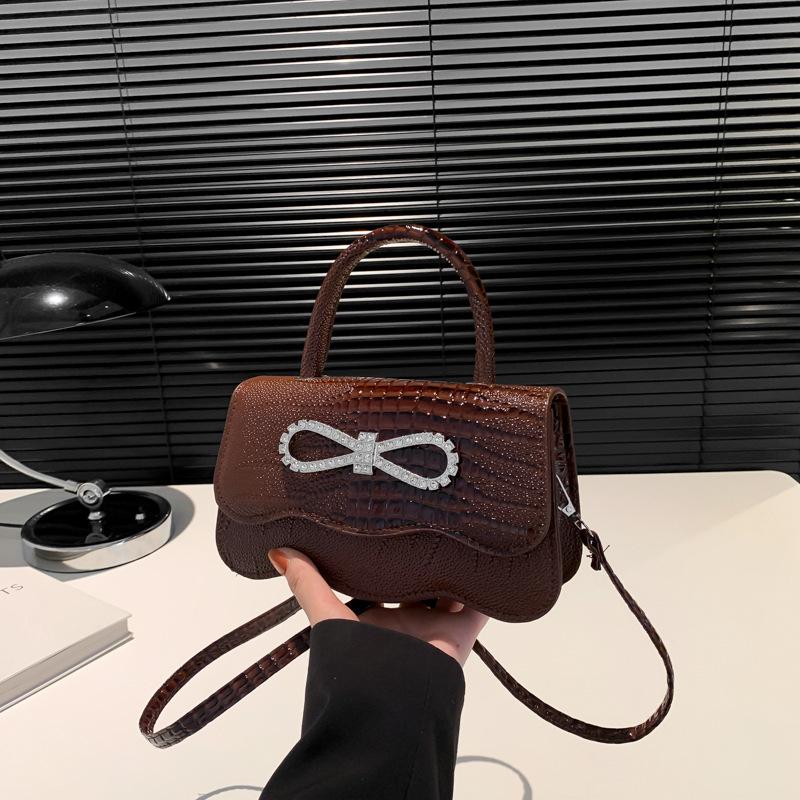 Portable casual simple personalized bow women's bag new fashion shoulder messenger small square bag