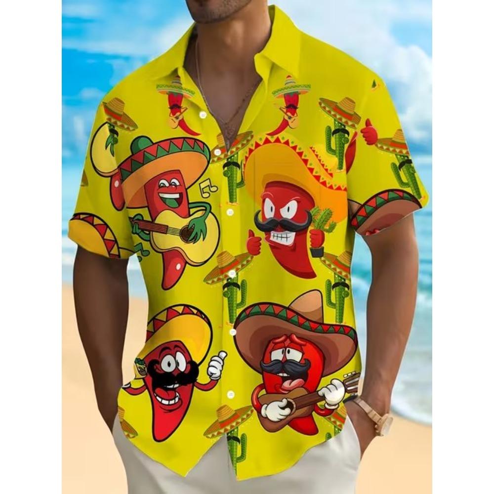 Men's Simple Pattern 3D Print Shirt Button Up Shirt Casual Shirt Summer Shirt Short Sleeve Daily Vacation Clothing