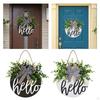 Round Wood Signs Farmhouse Wreaths Leaves And Bowknot Decorative for Party Garden Front Door