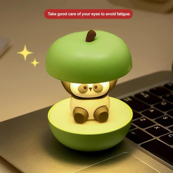 Apples Panda Night Light USB Rechargeable LED Bedside Lamp Ambient Light Christmas Festival Cute Mood