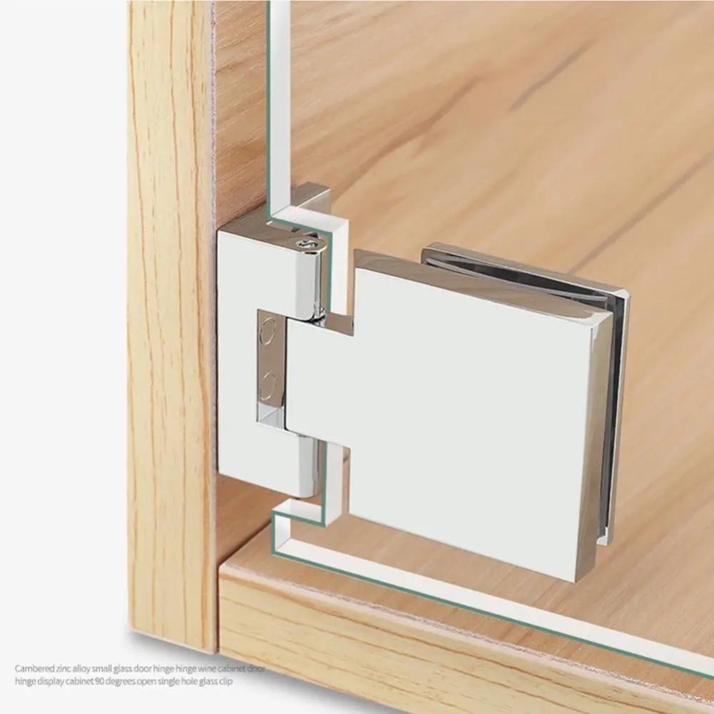 1 Pair Glass Door Pivot Hinge Zinc Alloy Self-Closing Glass Door Hinge No Cupboard Showcase Drilling Frameless Glass Door Clamp