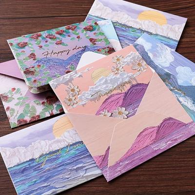 1set/18pcs Vintage Oil Painting Greeting Card, Blessing Thank You Message Card, Diy Blank Card Postcard, Handwritten Message Card