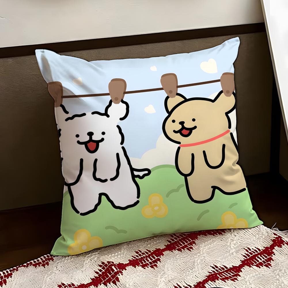Cute LLine PPuppy Cushion Cover Reversible Soft Durable Pillow Cover Home Car MultiScene Use for Daily Comfort