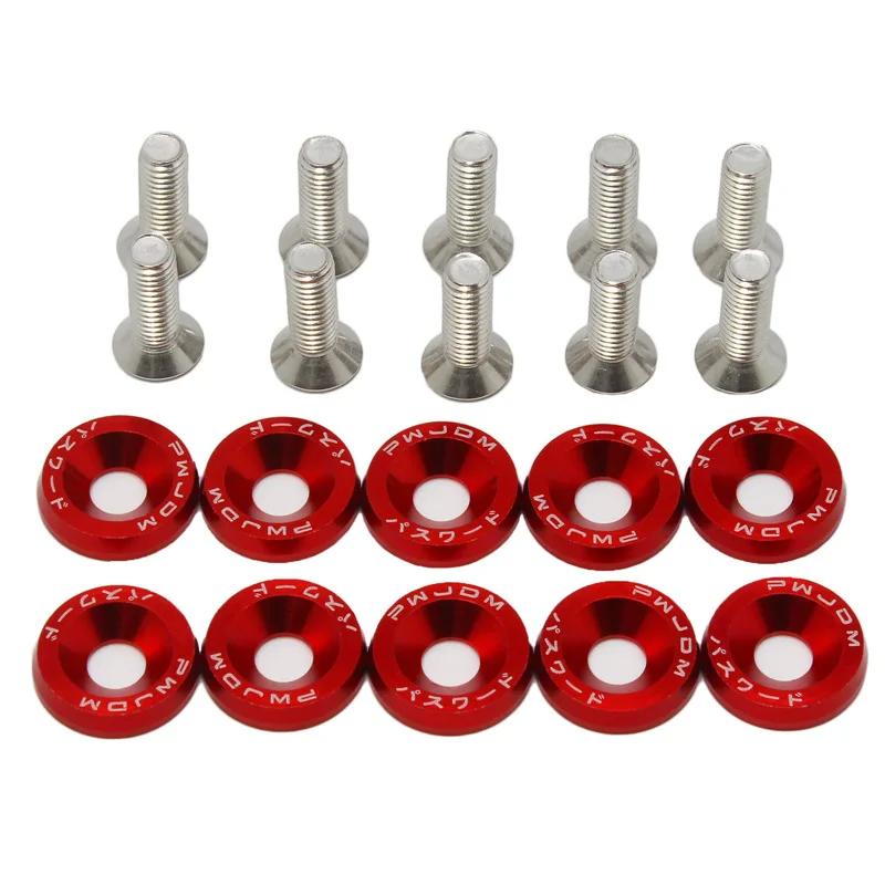 Car Modification Hex Fasteners 10 Pack M6 JDM Fender Washer Bumper Engine Concave Screws Fender Washer License Plate Bolts