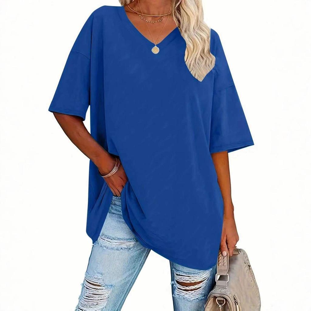 Damen Übergröße Lockeres Lässiges Rundhals-T-Shirt - Neuer Stil