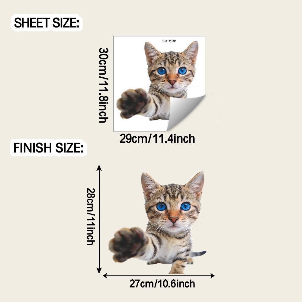 

Cartoon Reaching Cat Outdoor Balcony Glass Window Sticker Self-Adhesive Removable Home Decor Art 29x30cm разноцветный