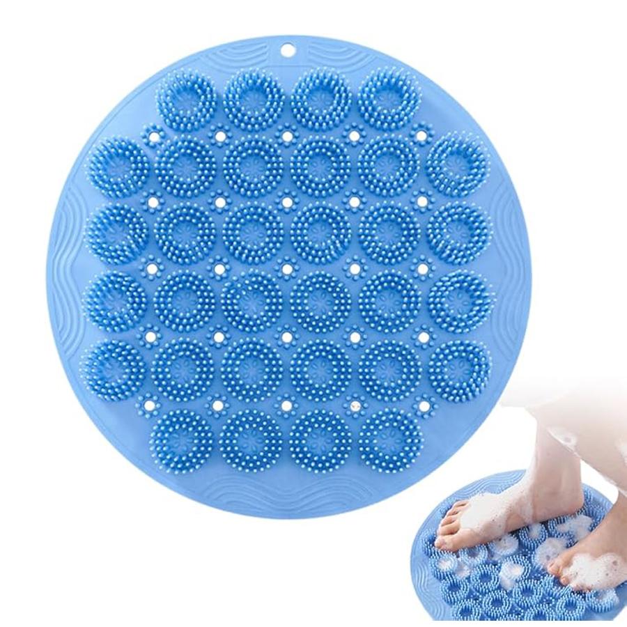 Shower Foot Scrubber Mat with Non-Slip Suction Cups,  Foot Scrubber Mats Silicone Shower Wall Mounted Back Scrubbers Massage Pad