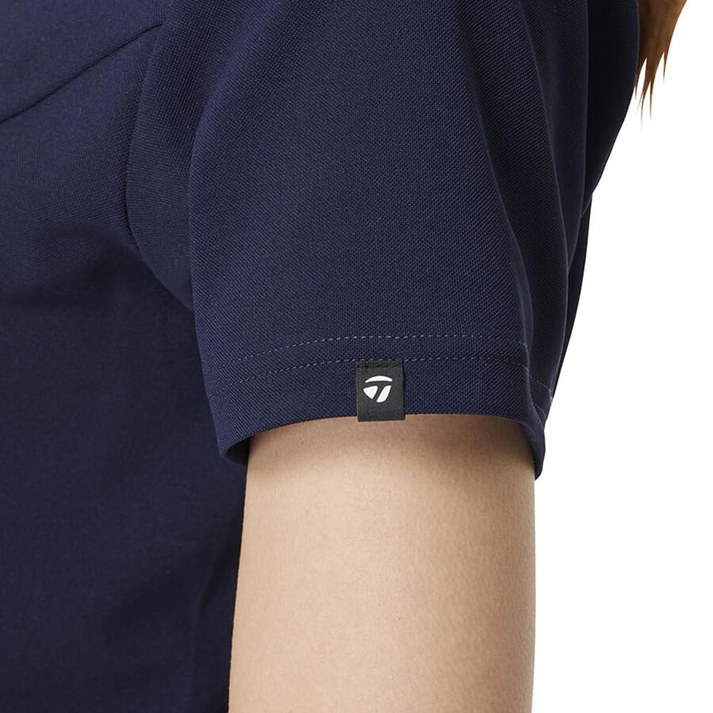 TaylorMade Women's Script Logo S/S Mock Shirt, Navy, Size L, 2025FW, TL521