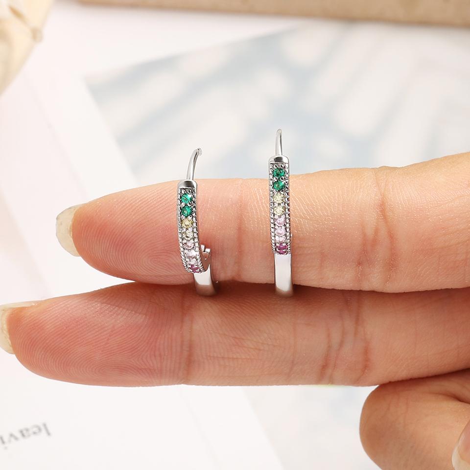 ZAKOL Classic Women's Hoop Earrings Brilliant Colored Cubic Zirconia Circle Earring Temperament Lady Ear Accessories Gift