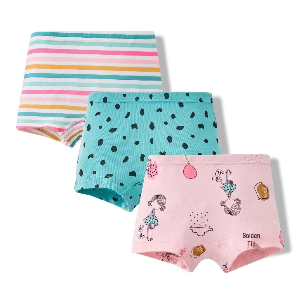 Girls' Pure Cotton Cartoon Boxer Briefs - Breathable School Shorts