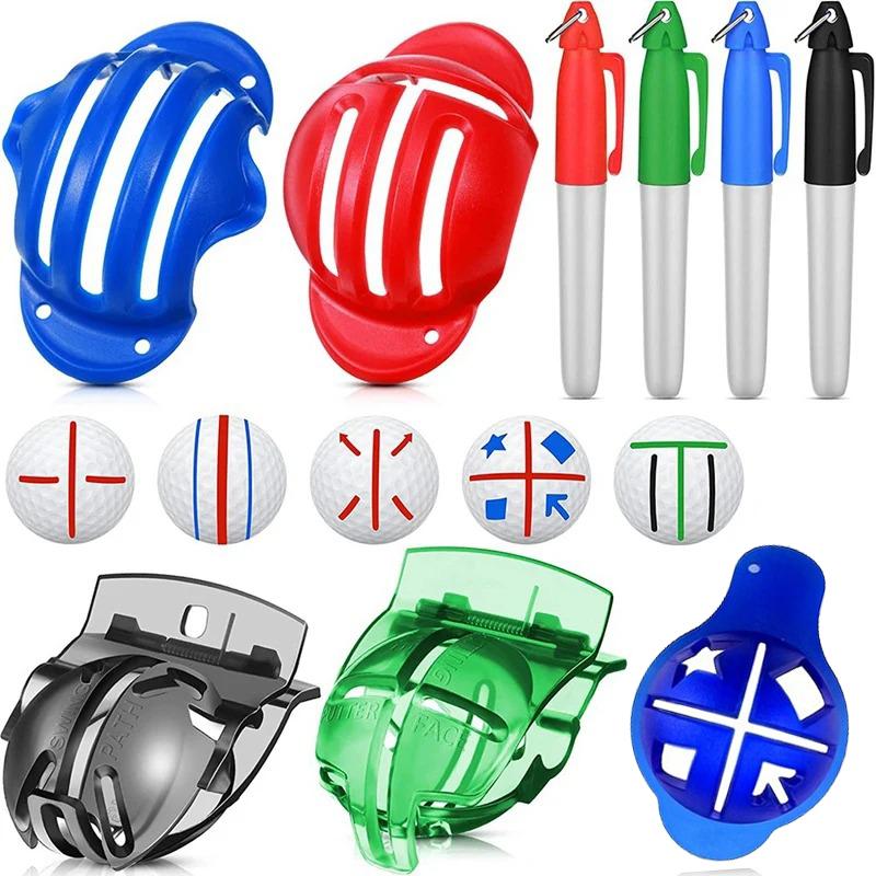 Golf Ball Liner Marker Template Set Marker Pen Golf Putting Positioning Imporve Putt Accuracy Aids Golf Tools(No Ball)