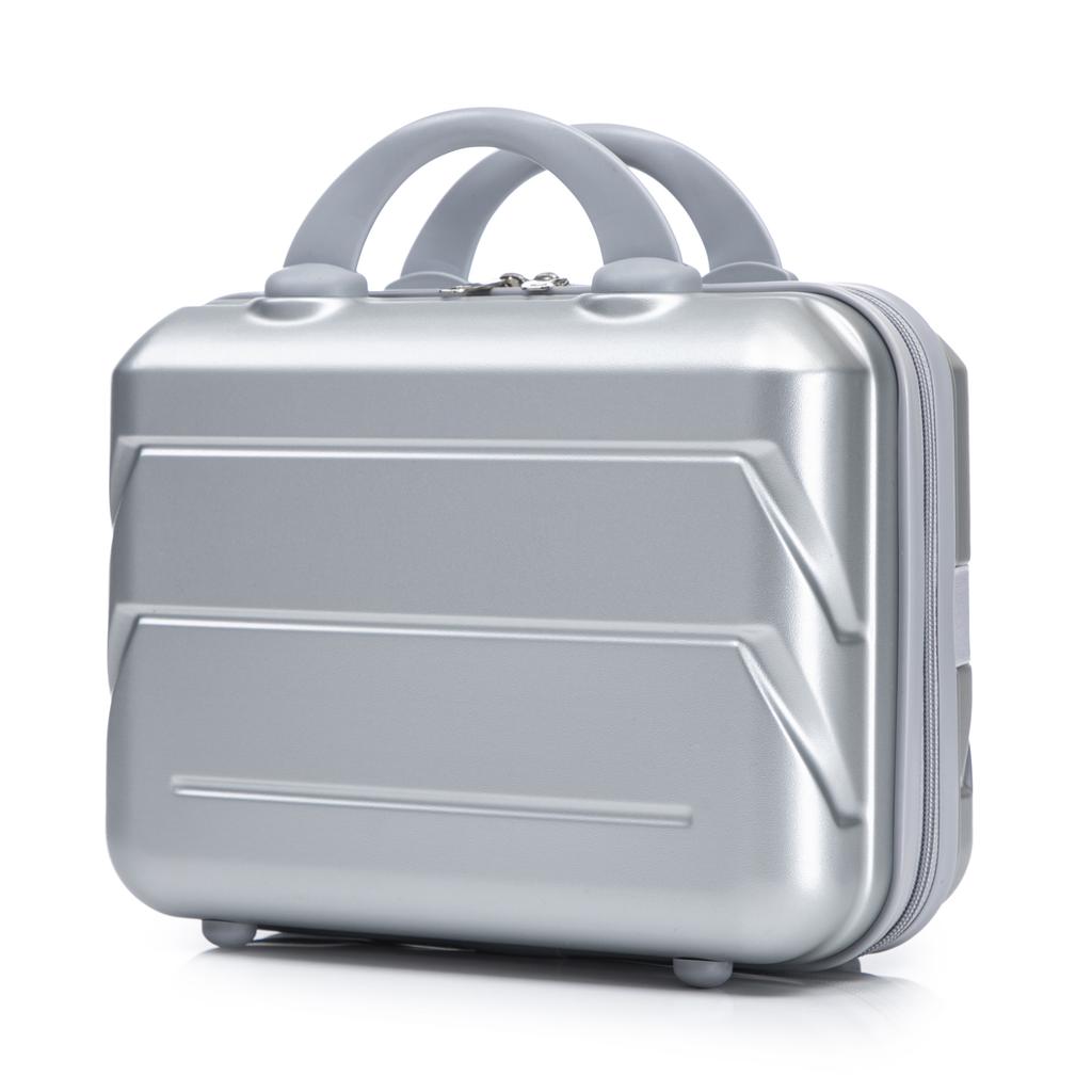 14"/19" 2-Piece ABS Spinner Suitcase Set with Combination Lock & 14" Cosmetic Bag (Silver)
