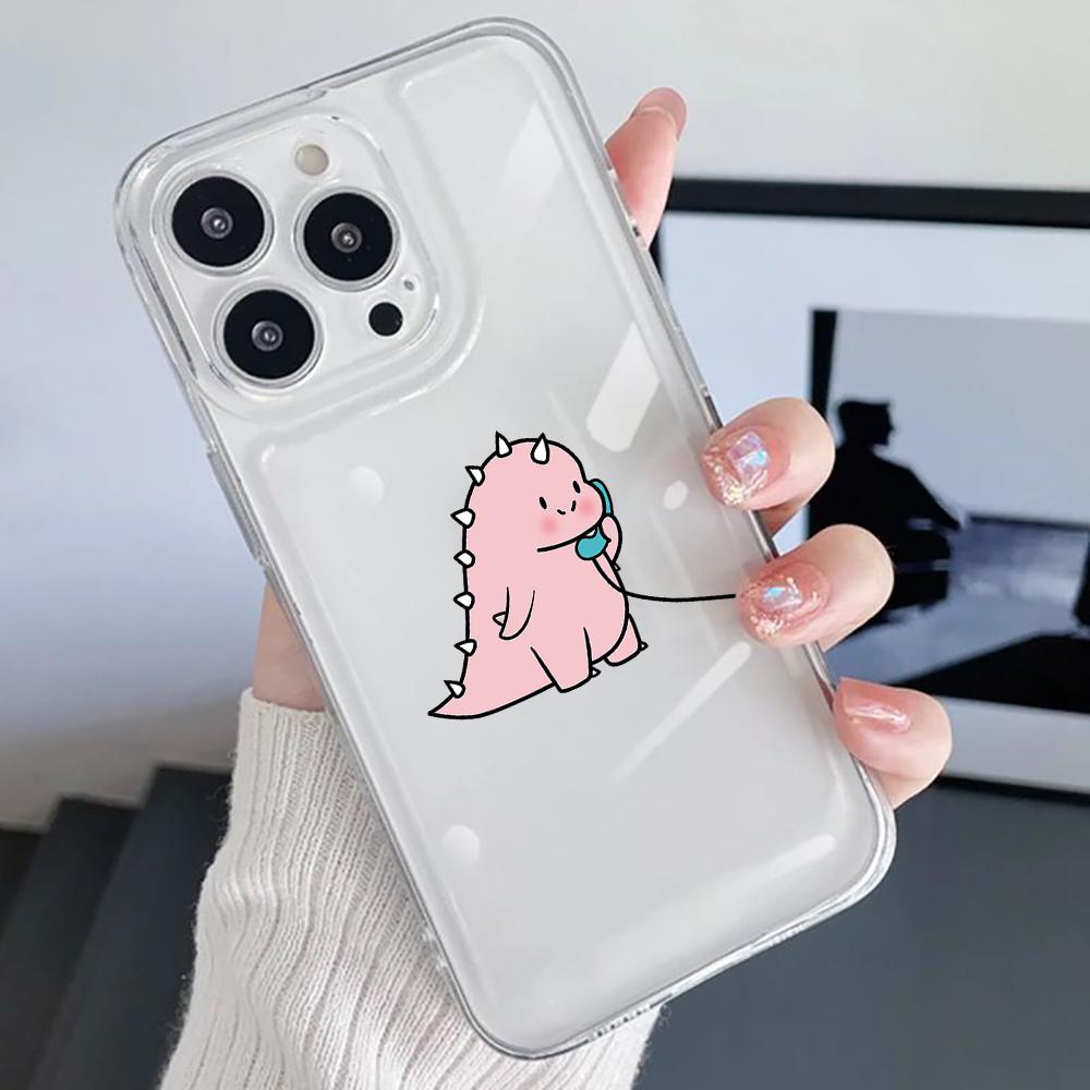

Cute Dinosaur Couple Phone Case For iPhone 17 Air 16e 15 14 13 12 11 Pro Max Plus Mini SE Shockproof Non-Slip Cover Funda iPhone 13 mini