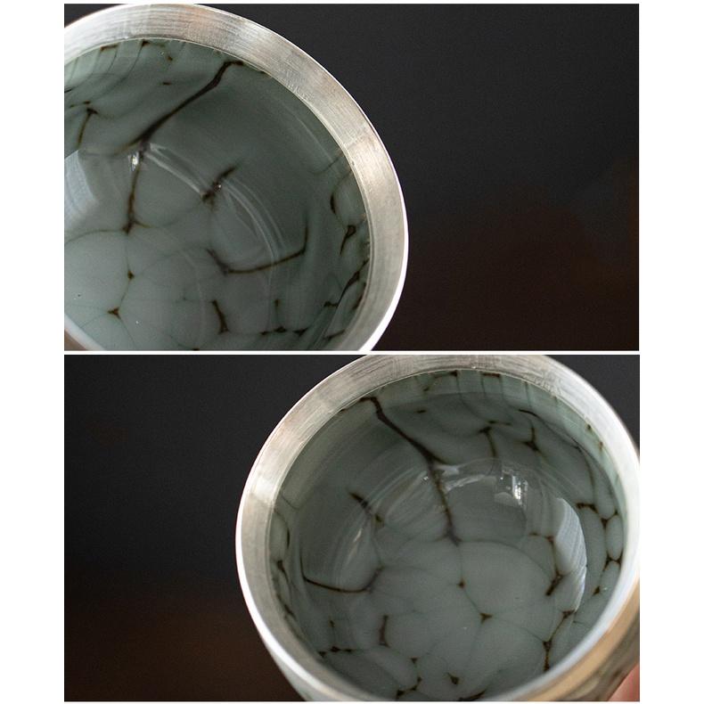 120ml Gilded Ceramic Tea Cup with Ice Crack Glaze Creative Kung Fu Tea Set