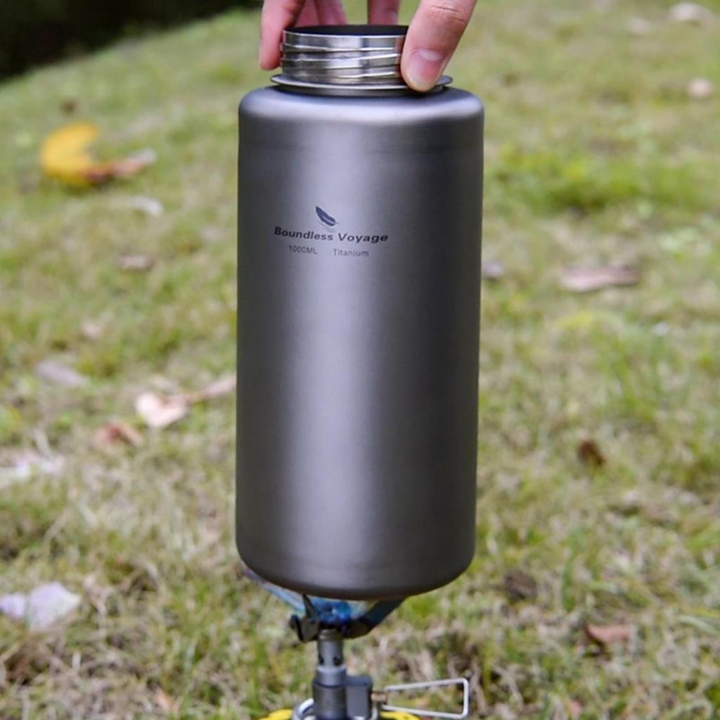 Boundless Voyage Titanium Water Large Capacity Campfire Wide for Outdoor with Ti3013D Bottle, 1000ml, Bottle, Lightweight, Durable, Rust-Resistant,