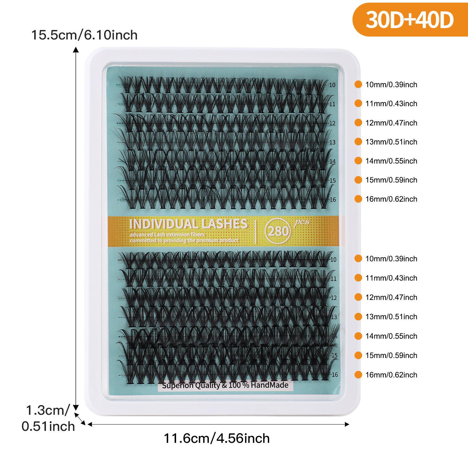 

280 Clusters 30D + 40D False Eyelashes Mix And Match Set 10-16Mm Curled Diy Segmented Eyelashes