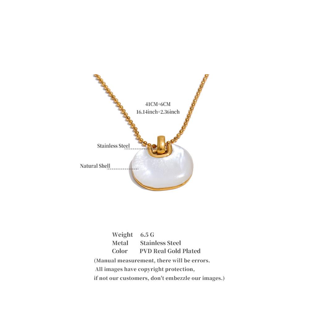 Yhpup Stainless Steel Natural Shell Drop Fashion Necklace High Quality Summer Style Trendy Korean Jewelry for Women