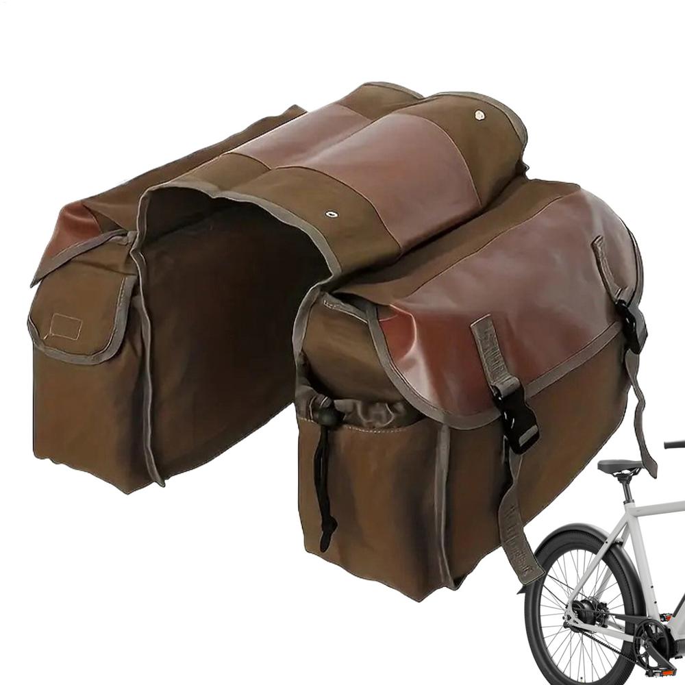Motorcycle Saddle Bags Waterproof Canvas Saddlebag Bike Tool Bag For Motorbike Bicycle Scooter Biking Touring Commuting Travel