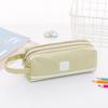 Large Capacity Double Layer Double Zipper Simple Korean Style Oxford Cloth Portable Pencil Case Stationery Bag