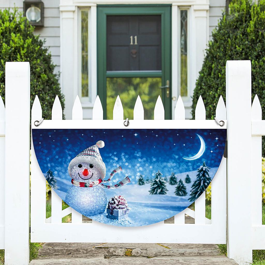 Xmas Bunting Flag Outdoor Hanging Fan Flag Half Round Xmas Decorative Flag for Door Home Decor