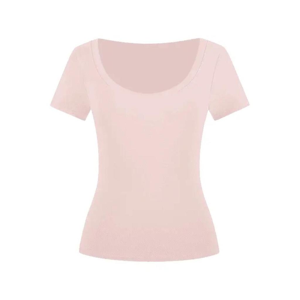 Dámské letní žebrované bodycon tričko s U výstřihem