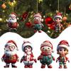 2D Acrylic Christmas Hanging Pendant Cartoon Flat Snowman Santa Car Rearview Mirror Charm for Xmas Tree Backpack Decoration Car Interior Accessories