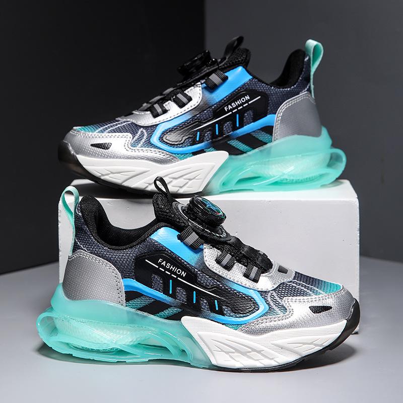 Batch of children's sports shoes 2025 spring and autumn new boys' mesh breathable running shoes medium and older children's button dad shoes
