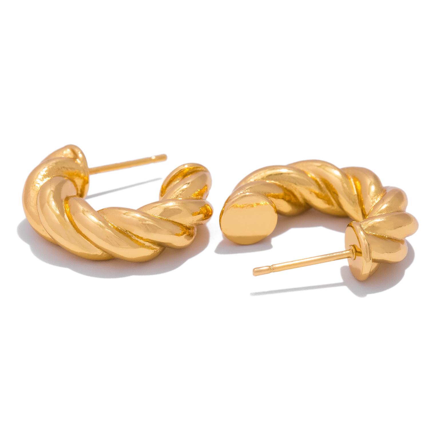 

Простые и креативные женские двунитевые плетенные серьги-кольца, эксклюзивные ювелирные изделия из нержавеющей стали золотой