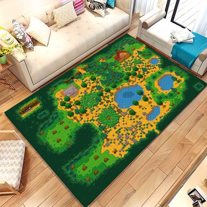 Retro Stardew Valley Farm Game Cartoon Living Room Non-Slip Area Rug Soft Carpet for Bedroom Playroom Sofa,Home Decor Doormat