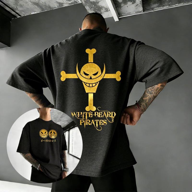T-shirt Anime Teschio One Piece Uomo Donna Manica Corta Tee Streetwear Top Casual Maglietta Grafica 2026 Estate Y2k Oversize Vintage