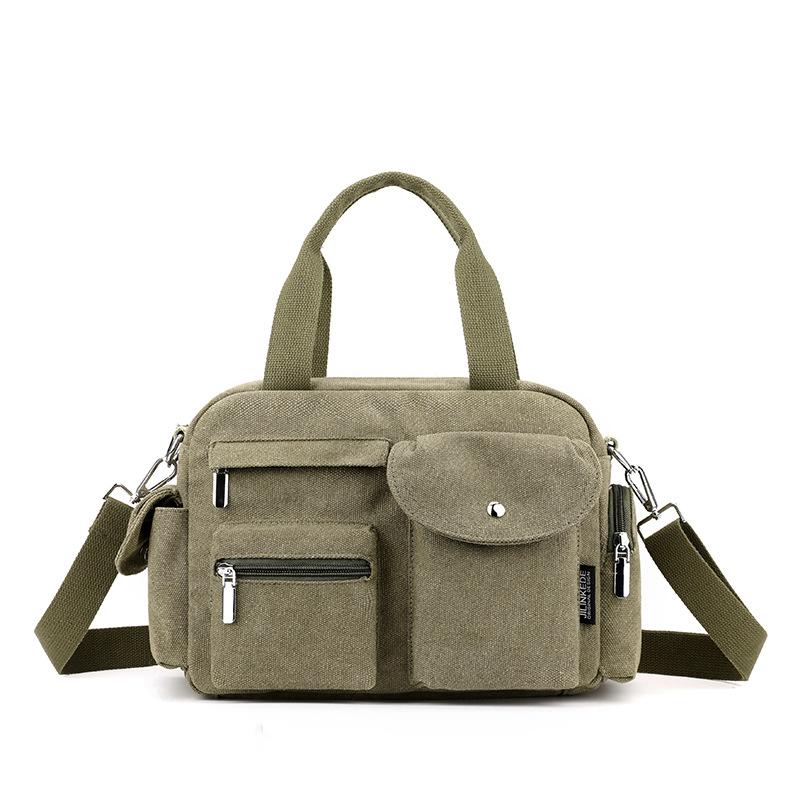 New Canvas Bag Portable Shoulder Bag Messenger Bag Multi-pocket Business Women's Bag Fashion Casual Canvas Women's Bag