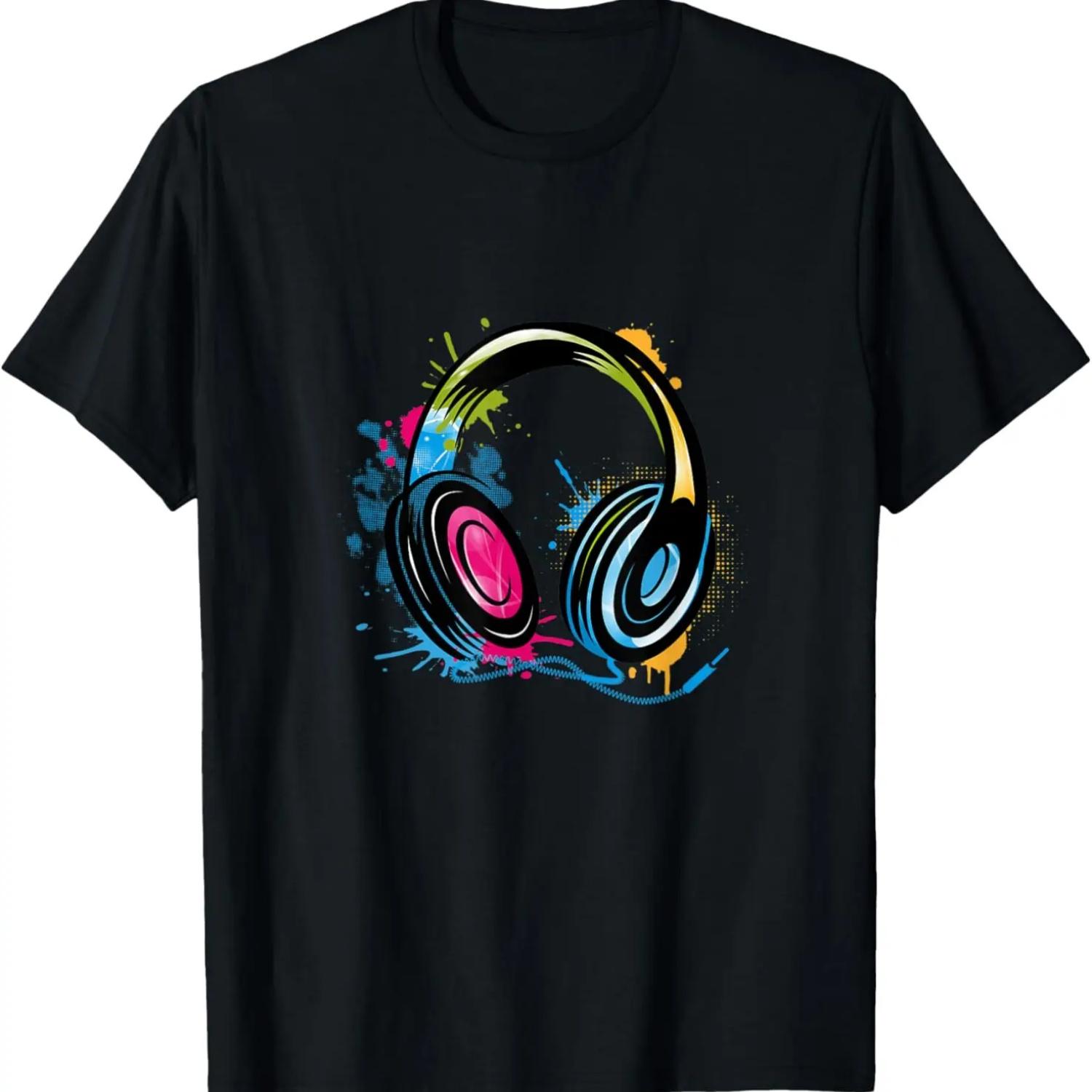 Colourful graffiti headphones T-Shirt S чёрный