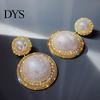 Party Earrings 1 Pair Women Large Faux Pearls Rhinestones Ear Studs Exaggerated Electroplating Korean Style Birthday Gifts