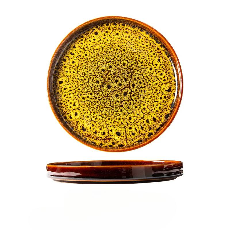 

Блюда в западном стиле Японские круглые подносы Посуда, изготовленная в печи Тарелки Керамическая бытовая керамика Тарелки для пельменей