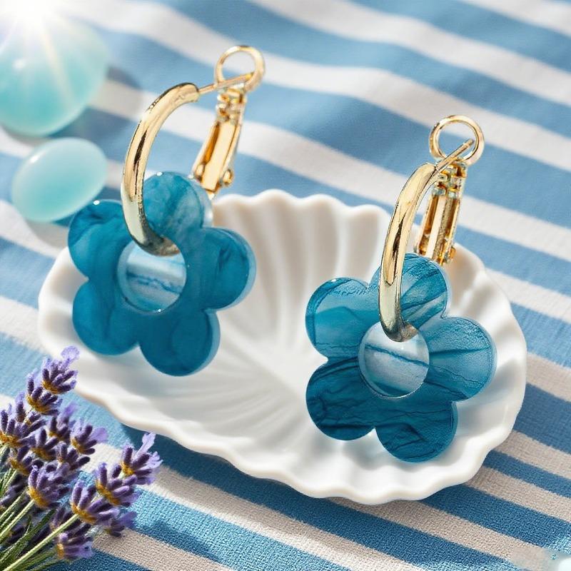 Modische Blume Ohrringe Damen Nischen Design Sinn Farbe Temperament Elegant Vielseitig Ohrringe